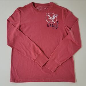 American Eagle Outfitters Men's Rust Vintage Fit Crew Long Sleeve Graphic Tee